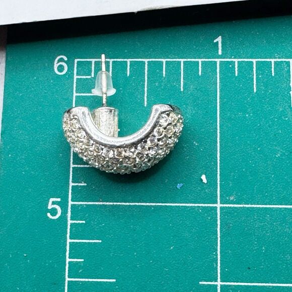 Vintage Carolee Half Hoop Pave Rhinestone Silver Tone Classy Sparkling Bridal - Picture 5 of 8